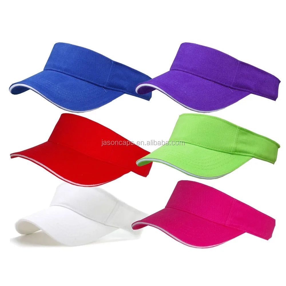 Fancy Color 3 Panel Sandwich Visor 100% Cotton Travel Hat with Hook Loop Closure Unisex Adult Summer Sun Protection