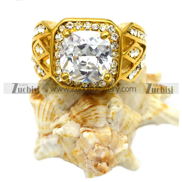 18K Gold High Quality Fashion Diamonds Rings Price in Pakistan Stainless Steel Large Gemstone Ring