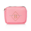 Gold Silk Screen Printing Pink Neoprene Cosmetic Bag Waterproof Travel Cosmetic Pouch With Gold Zipper