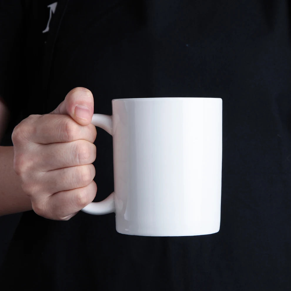 12oz White Ceramic Mug with Big Handle 350ml Porcelain Cups Wholesale Elegant Ceramic Cups