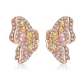 LUOTEEMI Hot Sale Fancy Colorful Butterfly Shape Stud Earring With Multi-Color Fine CZ Crystal Stone for Angel Girl Party Gift
