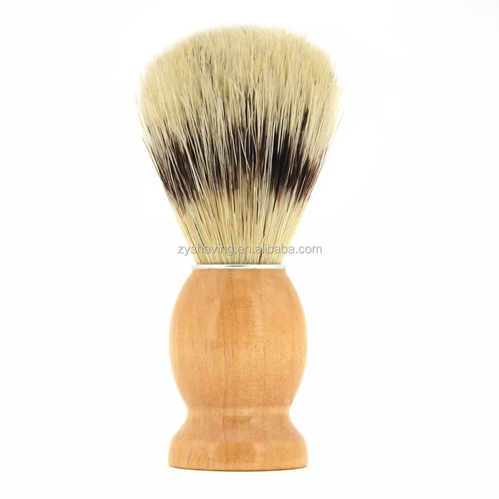 ZY Men Boar Bristle Shaving Brush Exfoliating Beard Brush for Traditional Wet Shaving Men Natural Wood Handle Shaving Soap Cream