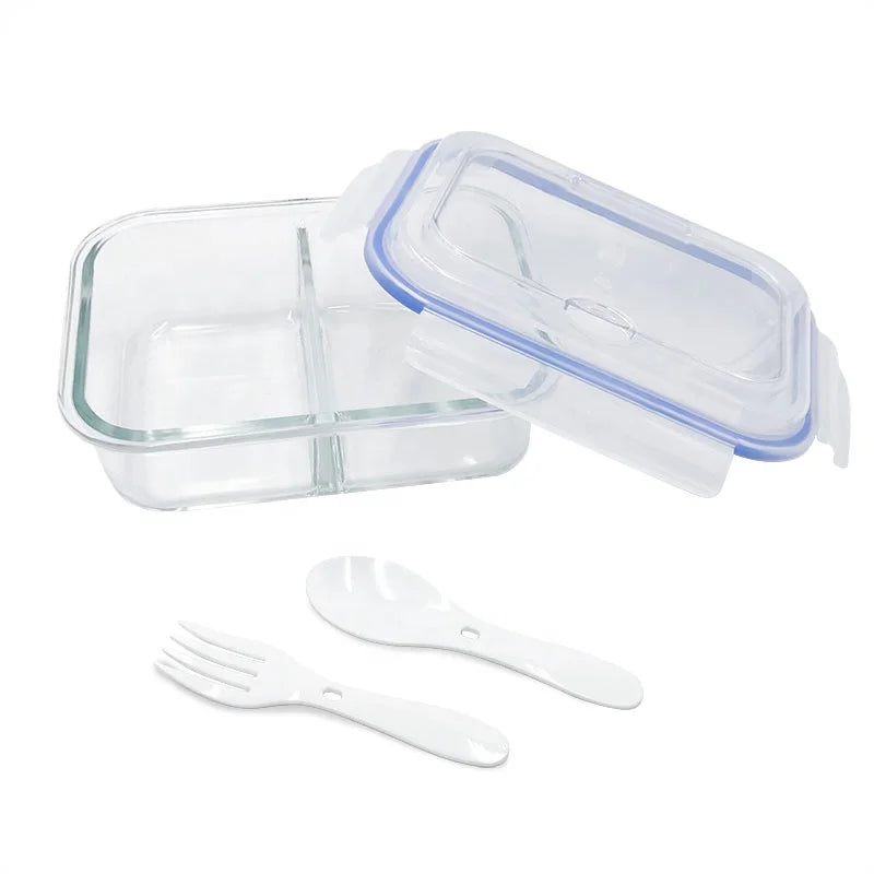 Microwave Safe Glass Lunch Box / Glass Food Container Storage Box with Divider