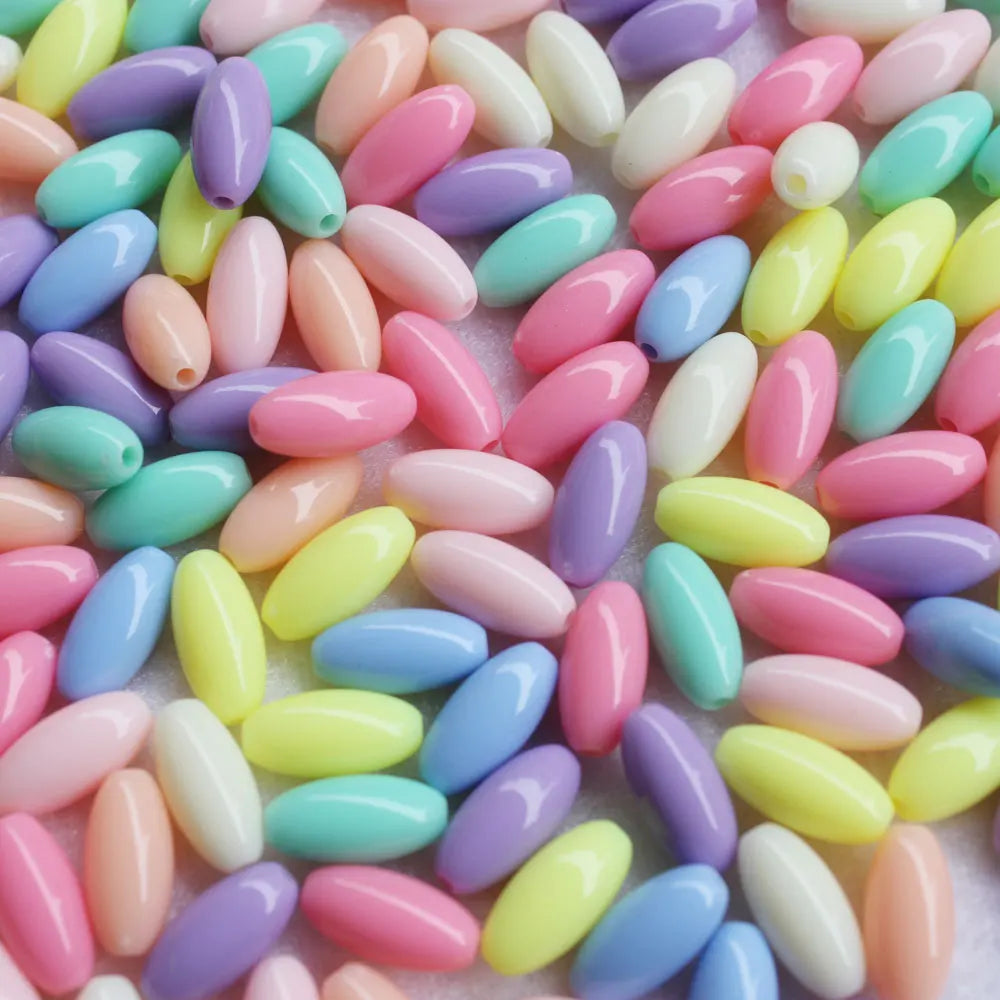 7*15MM Ball Oval Charming Acrylic Rice  Jewelry Beads Factory Wholesale 500g Loose Spacer Beads