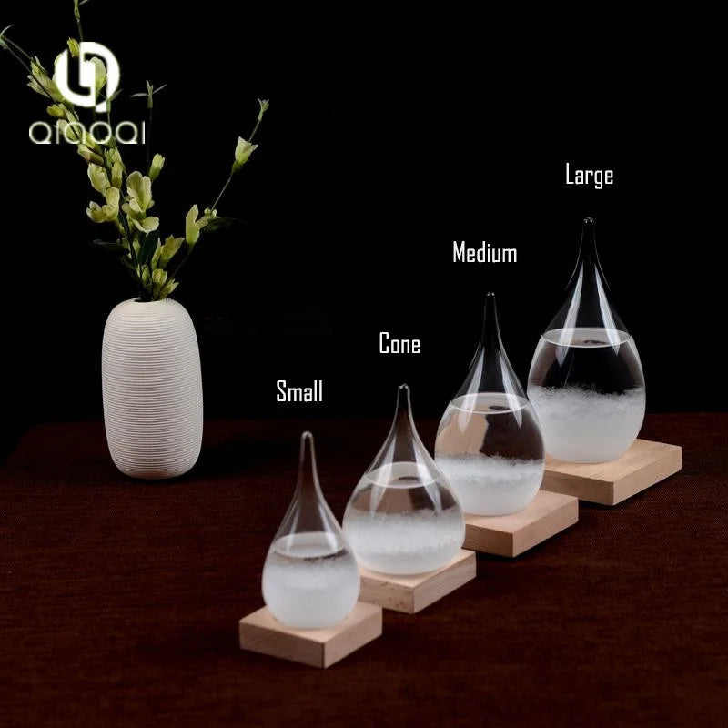 Handblown Glass Barometer Bottle Storm Glass-Eco-Friendly Weather Forecast Love Design