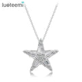 LUOTEEMI Wholesale Newest Platinum Plated Luxury a AA Clear CZ Crystal Women Party Wedding Jewelry Star Necklace