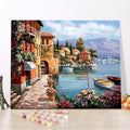 CHENISTORY 99018-Y Painting by Numbers Diy Charming Harbor Framed Oil Paintings Canvas with Wood Frame