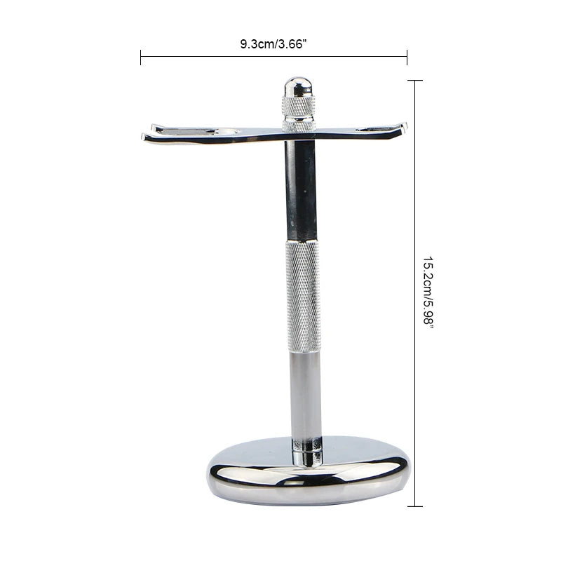 Safety Razor Holder Stainless Steel Razor Holder Chrome Shaving Double Edge Safety razor and Brush Holder