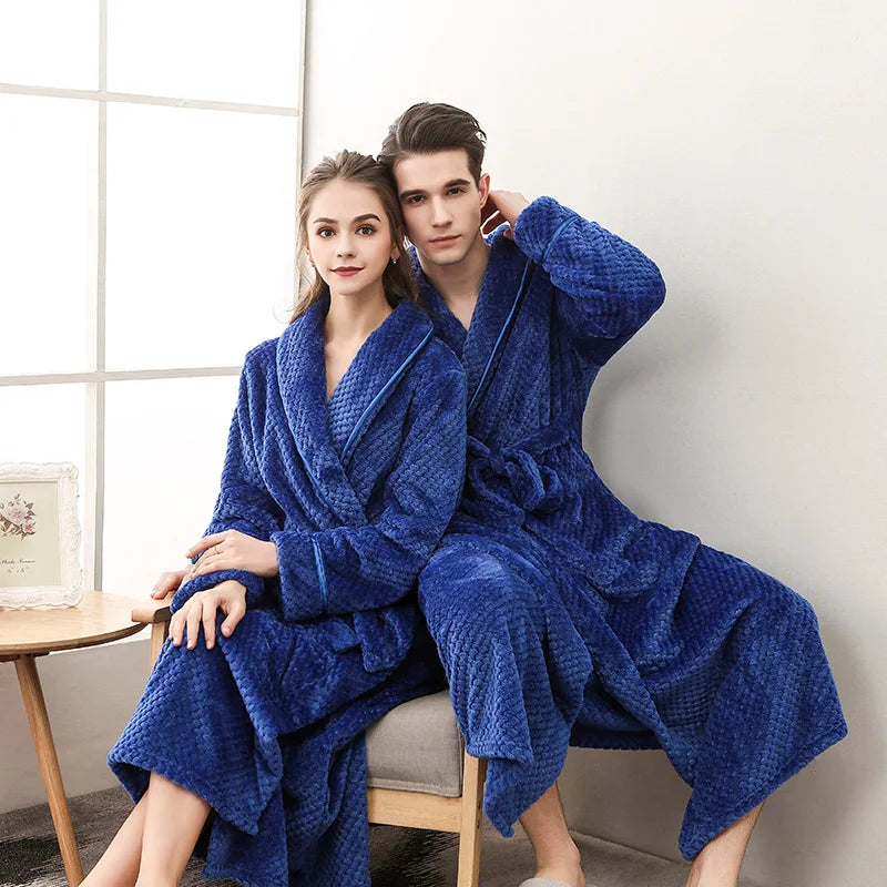 Fluffy Thick Microfibre Flannel Velvet Bathrobe Sleep Robes for Lady Shawl Collar Bathrobe Coral Fleece Bath Robe