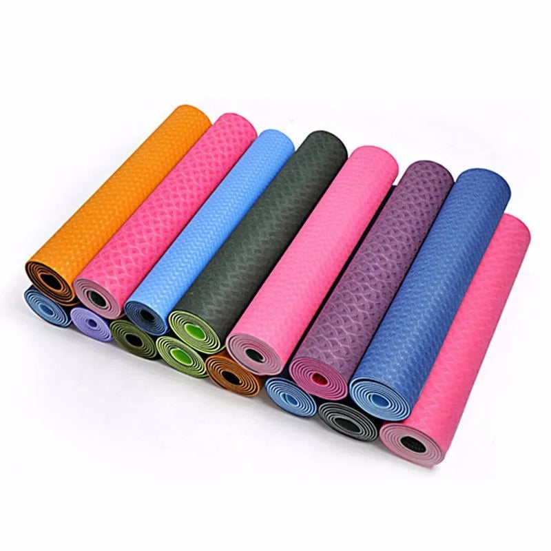 Custom Printed New Pink/Blue Purple Black Green Waterproof Folding OEM Custom Logo Eco Friendly TPE Yoga Mats TPE With Bag