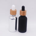 30ml 20ml Black Glass Dropper Bottle with Bamboo Lid for Essential Oil