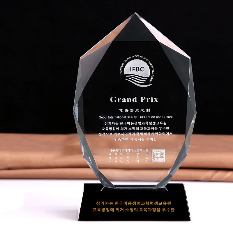 Ice Peak Manufacture Crystal Award Trophy for Engraving Souvenirs Gifts