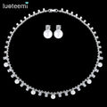 LUOTEEMI Decoration Gift Created Pearls Bridal Jewellery Sets Necklace Earring for Women Nobel Style Wedding Accessories