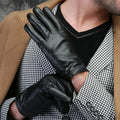 Fashion Outdoor Sheepskin Touch Screen Men Winter Driving Motorcycle Brown Leather Gloves