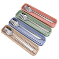 Korean Style Portable Metal Flatware Set Reusable Stainless Steel Chopsticks Spoon Fork Cutlery Eco-Friendly Paper Packaging