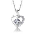 Wholesale DDC56 925 Sterling Silver Heart Mother Necklace with Rhodium Plated Charm Pendants and Zircon Stones Mother's Gift