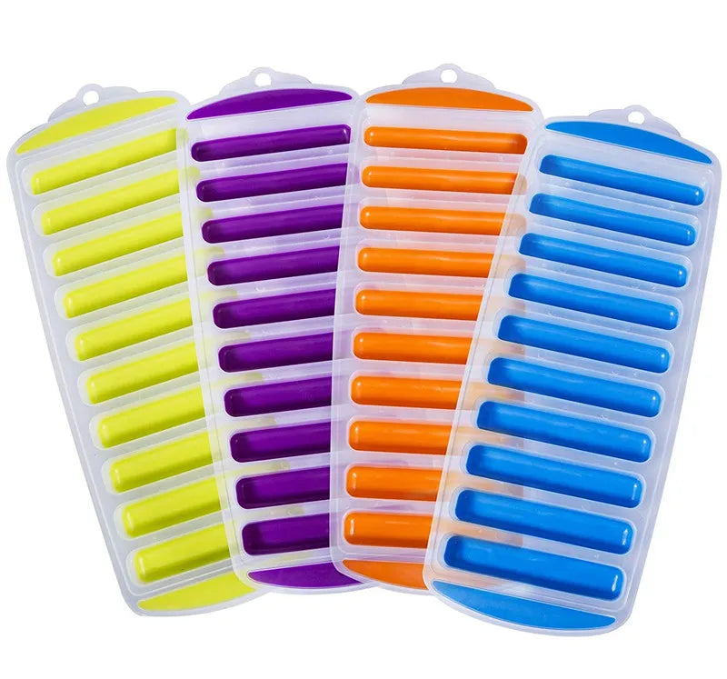 Food Grade Colorful Plastic Long Narrow Ice Cube Tray Easy Push and Pop Out Household Popsicle Ice Cream Mold