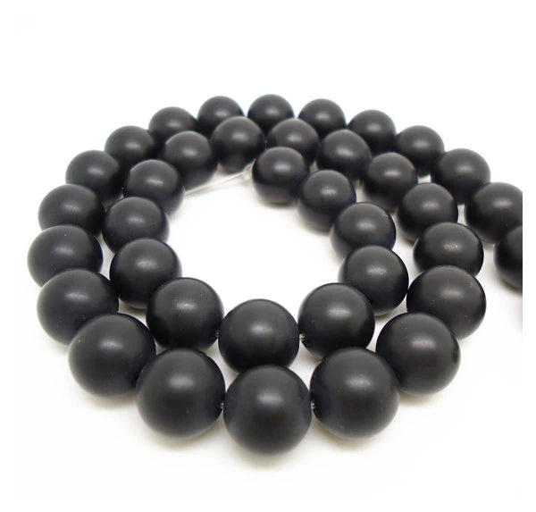 AB0069 Natural Black Frosted Agate Onyx Beads Matte Black Onyx Agate Beads
