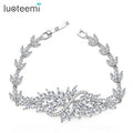 LUOTEEMI Wholesale Fashion Marquise Cut Clear Cubic Zircon Promotion New Rhodium White Gold Luxury Wedding Bridal Bracelet