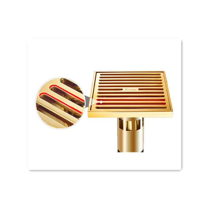 Brass Square Shower Floor Drain Gold Bathroom Shower Drain