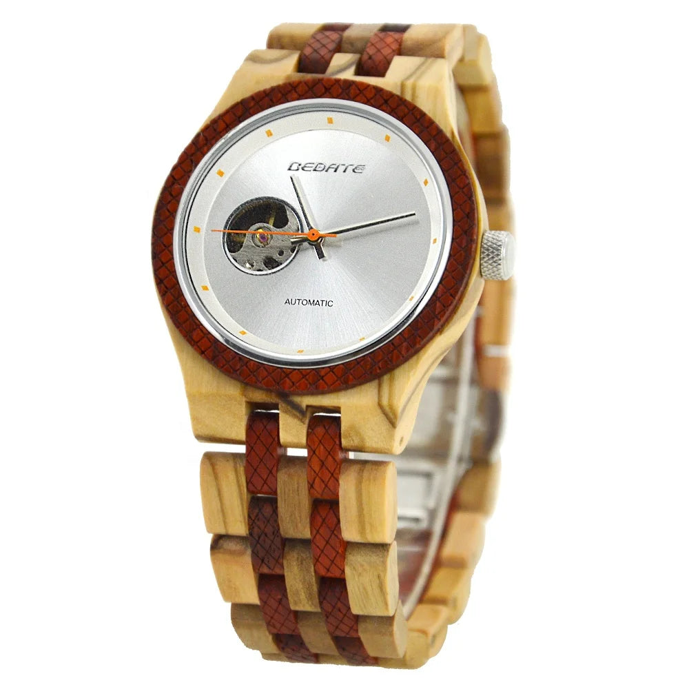 New Fashion Wooden Watch Automatic Wristwatch Bracelet Mechanical Wrist Watch