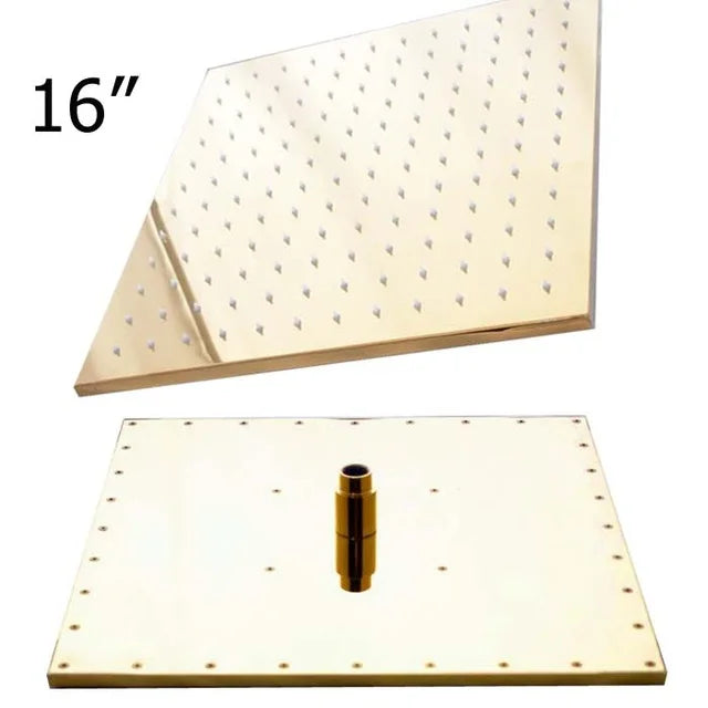 Luxury Bathroom Gold 16 Inches Large Rainfall Brass Top Shower Head