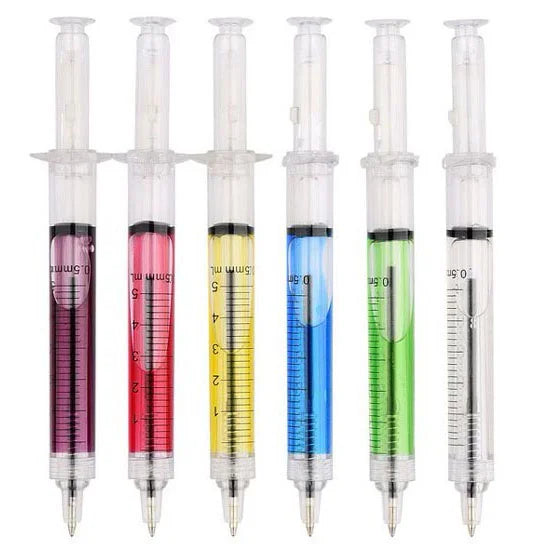 Wholesale Plastic Medicine Gifts Best Selling 1.0mm Injection Shape Custom Liquid Ball Point Imprint Logo Syringe Pens