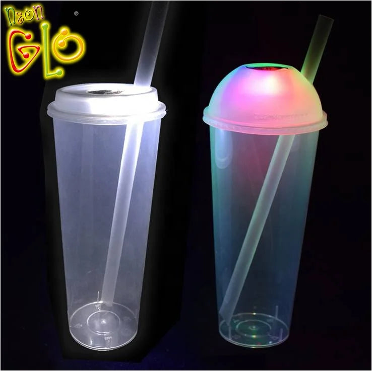 Personalized Plastic LED Light Straw Tumbler Mug Straw-Custom Advertising Cup Waterproof Portable for Valentine's Day Christmas