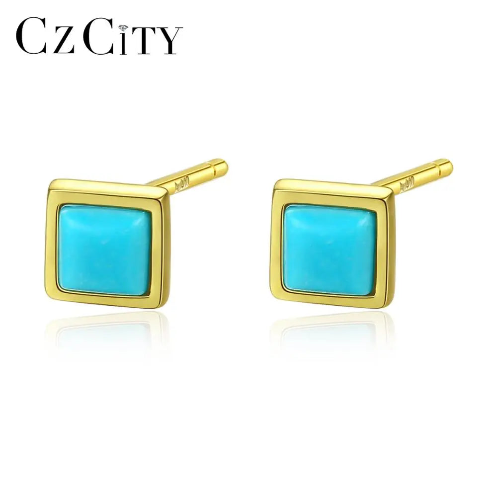 CZCITY Cute Geometric Stud Earrings Fashionable 925 Sterling Silver Earring Jewelry