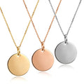 Yiwu Aceon Gold Plated Stainless Steel Mirror Polished Disc Pendant Different Sizes Children's Necklace with Zircon Main Stone