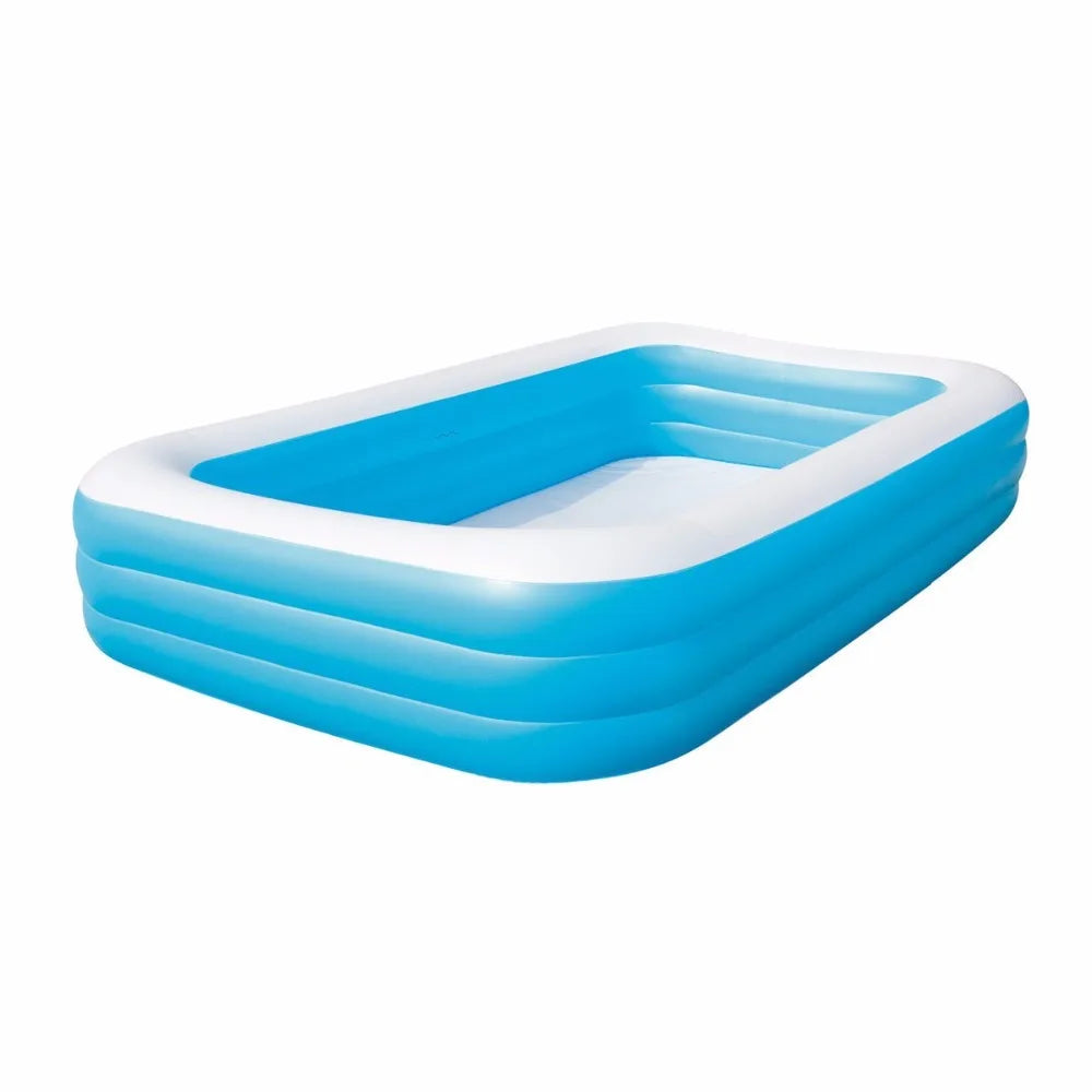 Bestway 54009 Deluxe Blue Rectangular Family Pool 3.05m*1.83m*56cm Inflatable Swimming Pool for Kids