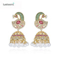 LUOTEEMI Ethnic Bridal Pearl Umbrella Indian Drop Jhumka Earrings Jewelry for Women
