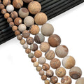 Gorgeous Matte Frosted 8mm Natural Picture Jasper Loose Gemstone Round Beads for Jewelry Making 15.5 Inches
