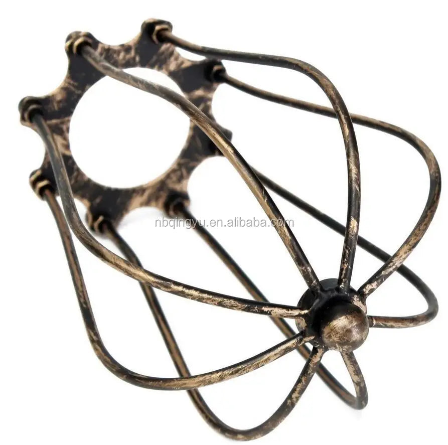 Industrial-Style Hand-made Cast Iron Lampshade with Electroplated Rustic Metal Cage European Craftsman Lamp