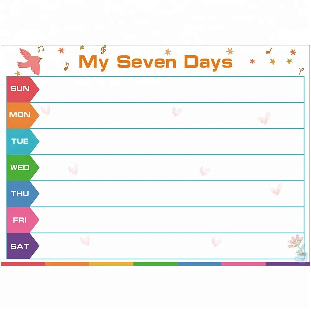 Reward Chart Magnetic for Kids Weekly Planner Customized Size Daily Chart