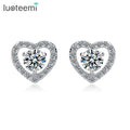 LUOTEEMI Wholesale Romantic Fashion Heart Shape Hug 5mm 0.5ct Bling Hearts and Arrows CZ Diamond Women Stud Earrings