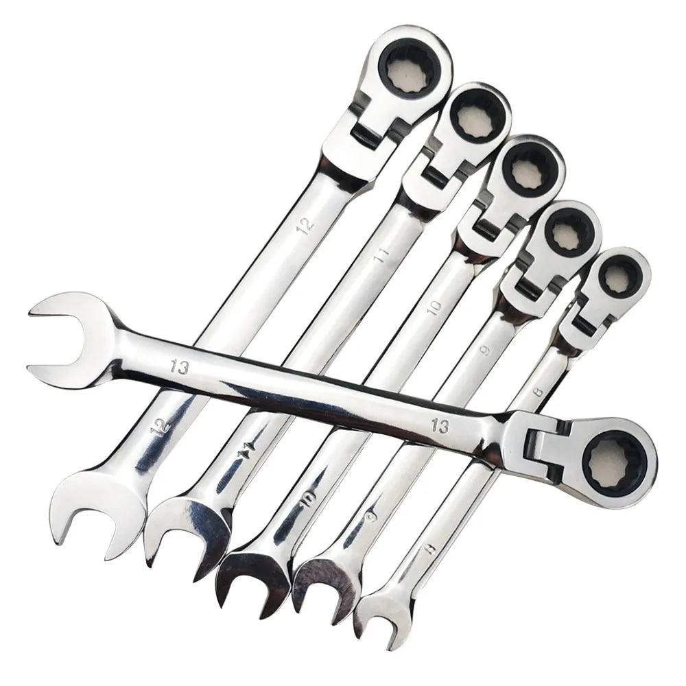 Set of 12pcs Movable Head Fixed Head Dual-purpose Ratchet Spanner Opening Torx Hand Wrench Quick Machine Auto Repair Spanners