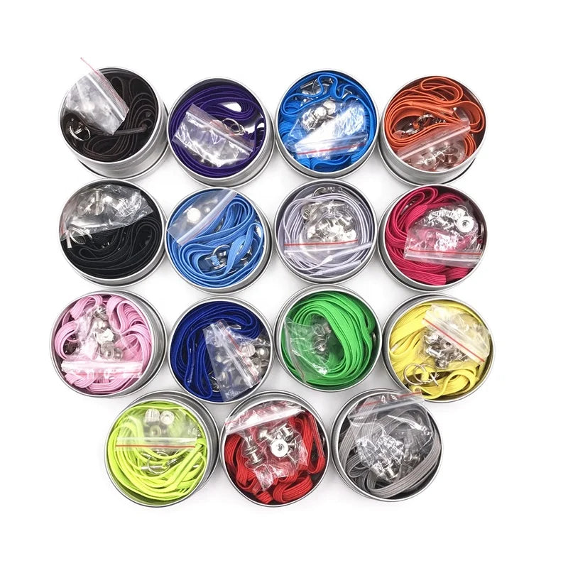 New Style Fashionable Colorful 6mm Polyester Elastic Shoelaces with Ring for Holiday No-Tie Unisex Use 100cm Flat