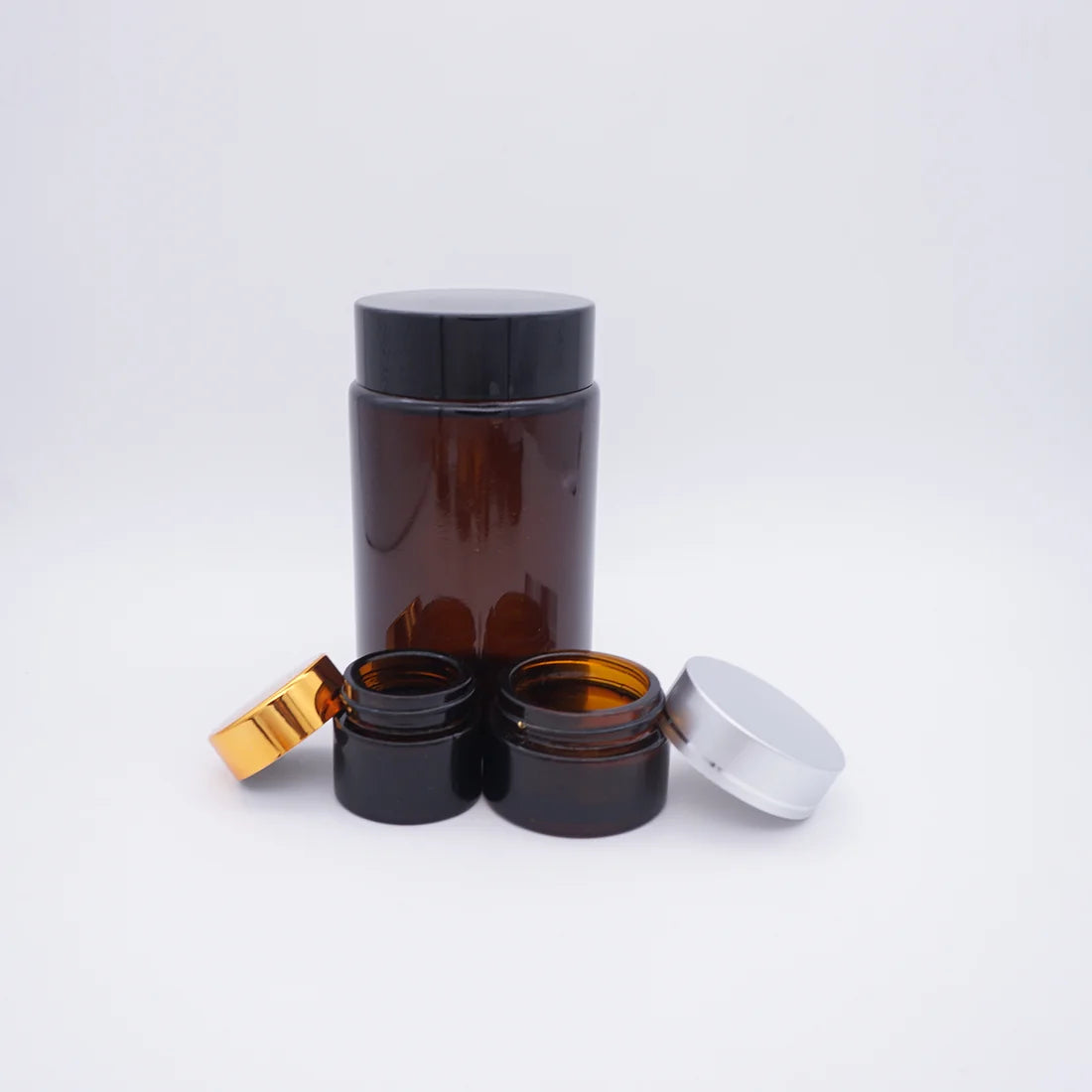 Amber Glass Cosmetic Round 250ml Jar with Cap