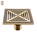 Bathroom Shower Antique Brass Square Tile Insert Drain Anti-odor Invisible Floor Drain