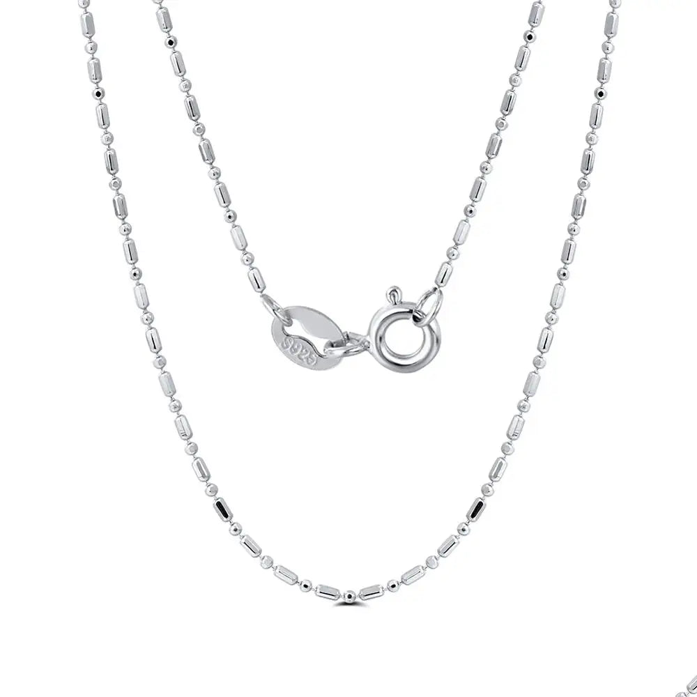 RINNTIN SC23 Hot Sale  Jewelry Wholesale Italian 925 Sterling Silver 1.0mm Ball Bead and Bar Chain Necklace