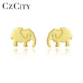 CZCITY Newest Sterling Silver Earrings Lovely Brushed Elephant Shape Earrings Friend Jewelry Gift  Wholesale
