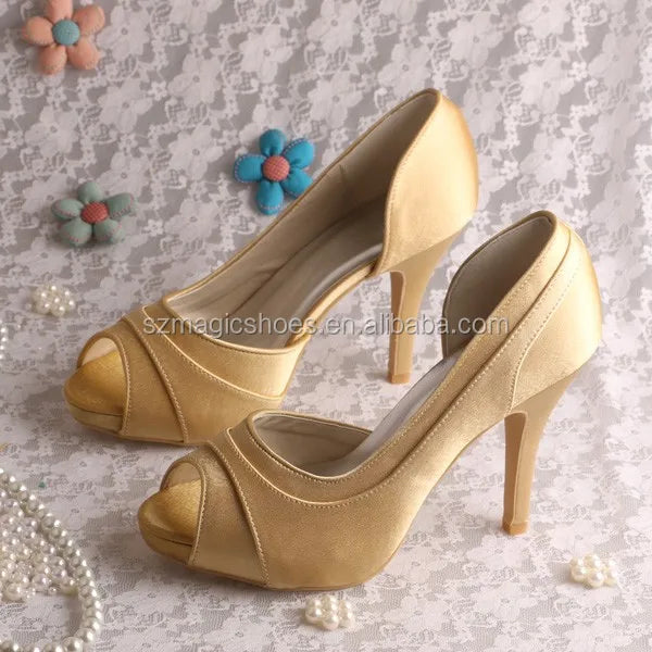 (23 Colors)Golden Party Shoes High Heeled