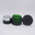 100g Round Green Cosmetic Glass Jar with Gold Lid
