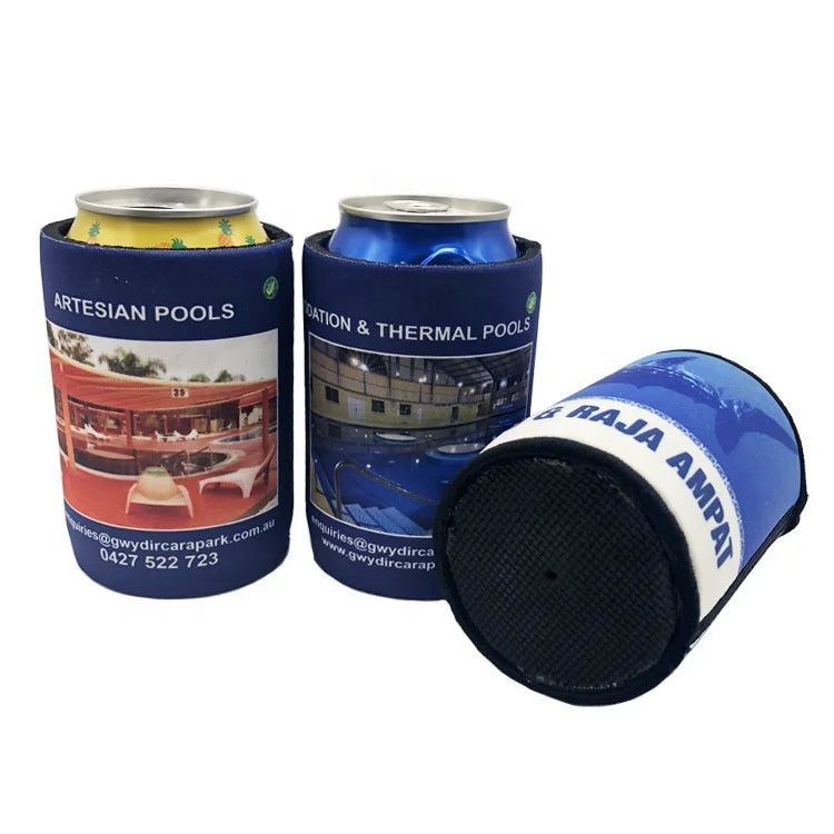 Custom Made Outdoor Thermal Waterproof Neoprene Insulated Can Cooler with Leopard Pattern Sublimation Printing Beer Holder