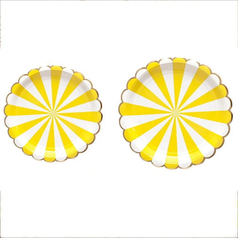 Classical Hot Sell Disposable  250gsm 7 Inch Multi-color Gold Border Paper Plates