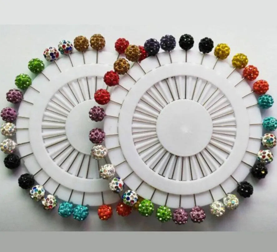 Wholesales Handmade Crystal Ball Head Muslim Wedding Hijab Pin Fashion Brooch Pin for Women