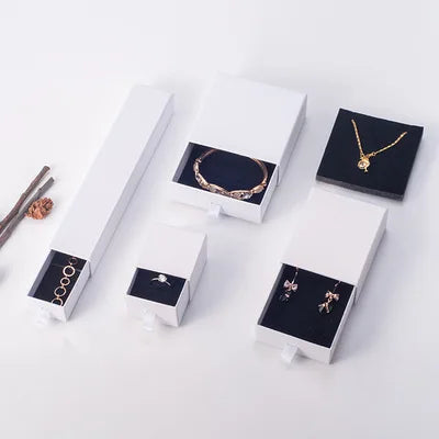 Wholesale Custom logo Printed Paper Jewelry Box Factory Supply  Cheap Drawer Slide Out Jewelry Packaging Box