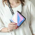 Guangzhou Fashion Holographic Shiny Laser Women Zipper Ladies Neck Lanyard Wallets