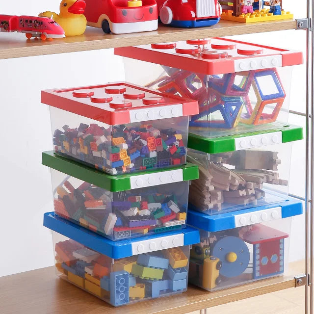 SHIMOYAMA Plastic Bricks Storage Box Children Toy Bricks Organizer Small Size With Pink Lid